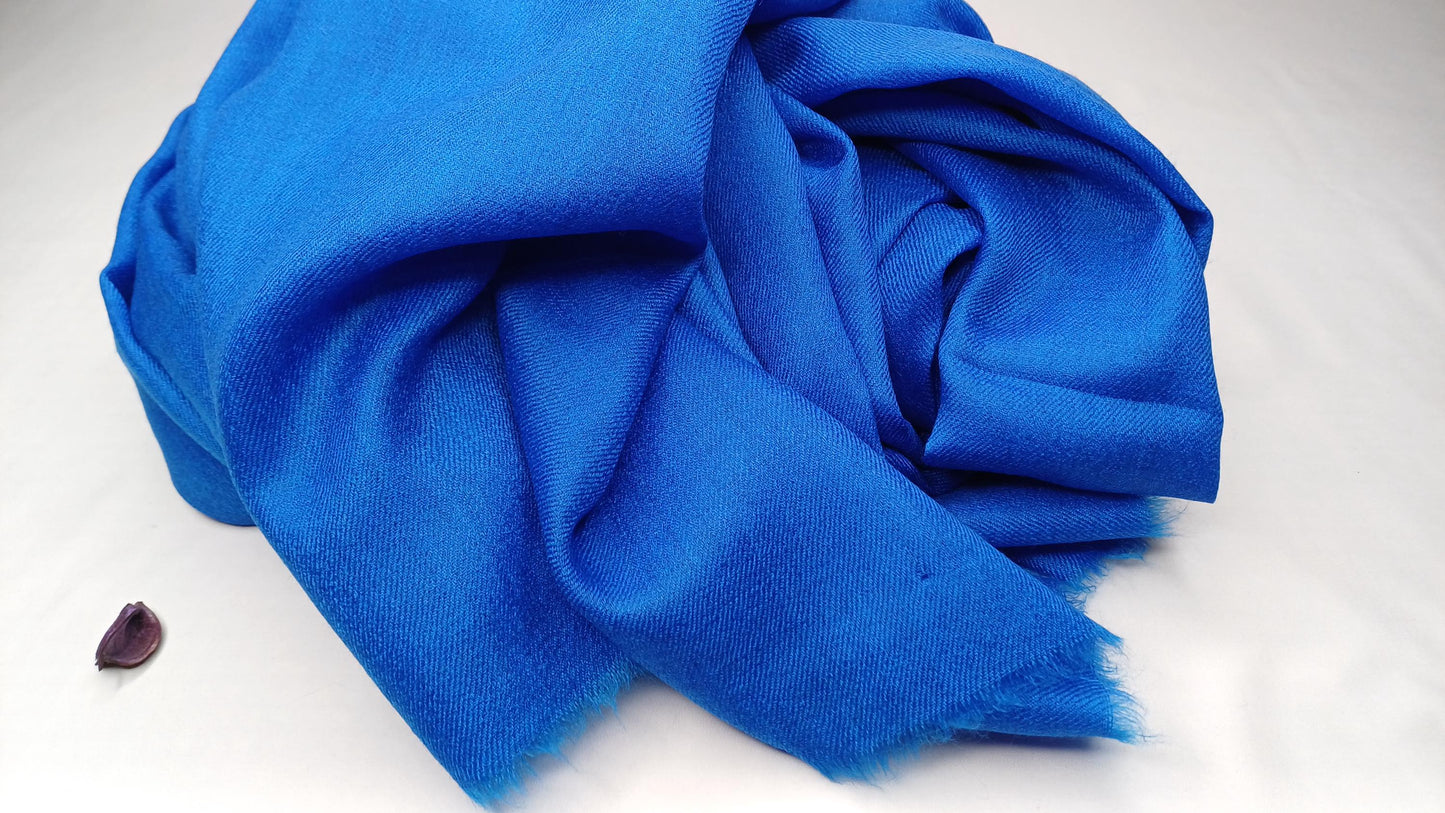 Handwoven Large Lightweight Blue Color Authentic Himalayan Cashmere Wool Meditation Shawl,Ethical Cashmere Prayer Yoga Wrap,Wedding Shawl