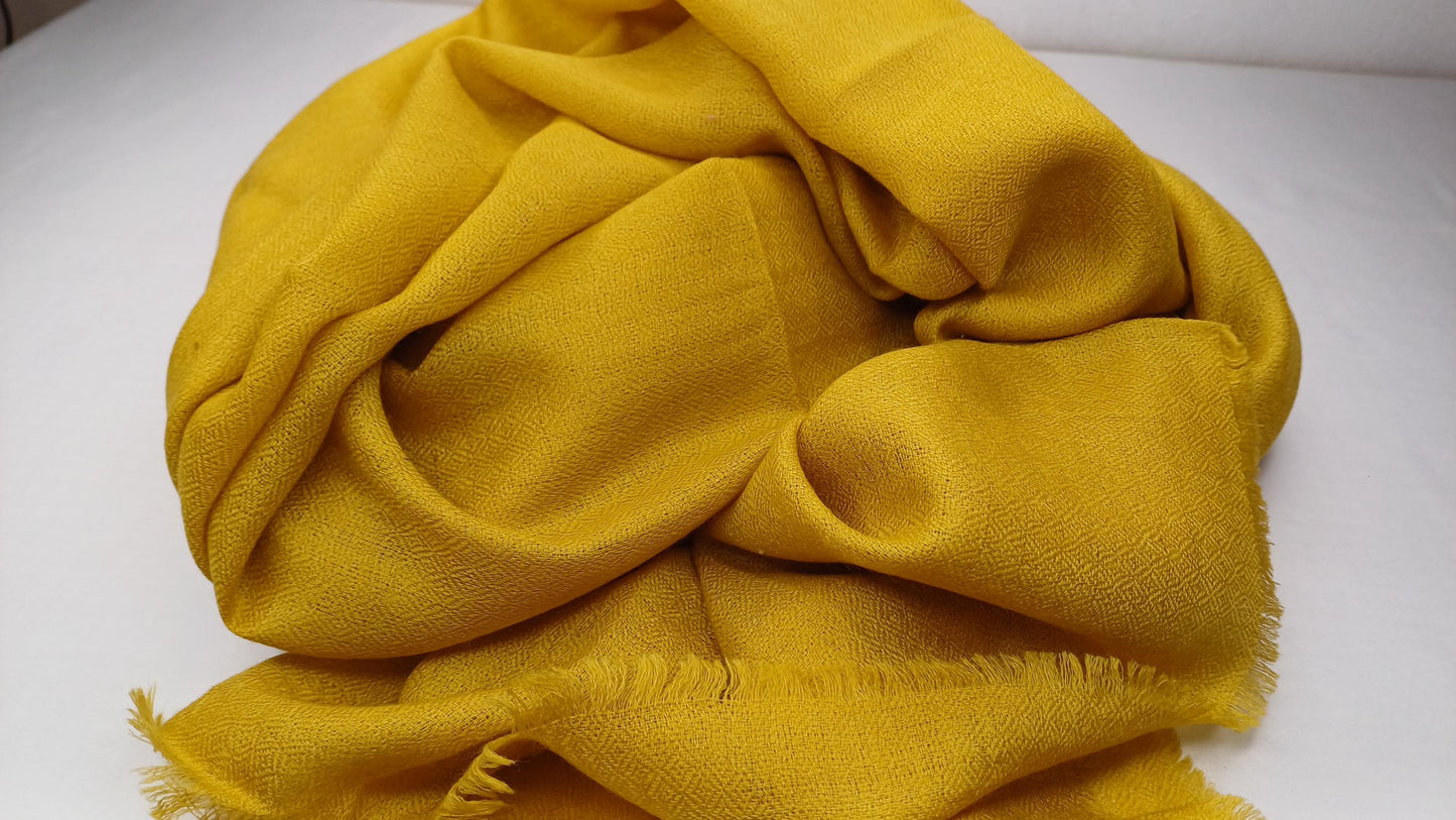 Handwoven Lightweight Soft Mustard Pure Pashmina Wool Meditation Shawl,Pashmina Wool Prayer Wrap,Himalayan Pashmina Wool Wrap/Stole/Scarf