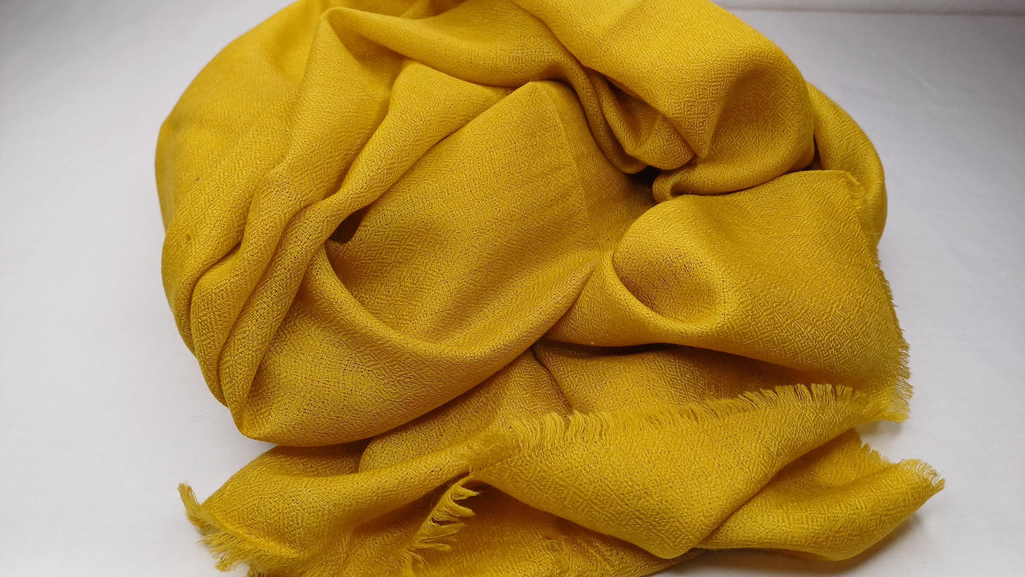 Handwoven Lightweight Soft Mustard Pure Pashmina Wool Meditation Shawl,Pashmina Wool Prayer Wrap,Himalayan Pashmina Wool Wrap/Stole/Scarf