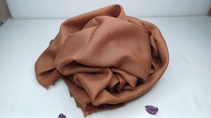 Handwoven Lightweight Brown Pure Pashmina Wool Meditation Shawl,Pashmina Wool Prayer Wrap,Himalayan Cashmere Stole/Scarf,Pashmina Wool Wrap