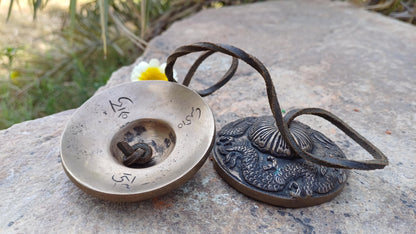 Vintage Rare Authentic Large Dragon Carved Tibetan Tingsha Bells,Handmade Tibetan Buddhist Ritual Cymbal,Yoga Meditation Sound Healing Tool