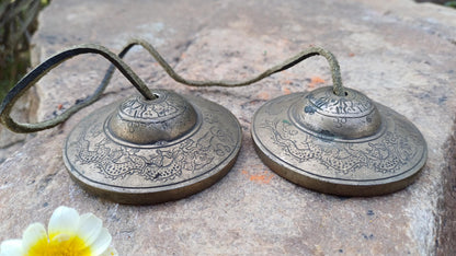 Vintage Rare Authentic Large Dragon Carved Tibetan Tingsha Bells,Handmade Tibetan Buddhist Ritual Cymbal,Yoga Meditation Sound Healing Tool