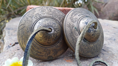 Vintage Rare Authentic Large Dragon Carved Tibetan Tingsha Bells,Handmade Tibetan Buddhist Ritual Cymbal,Yoga Meditation Sound Healing Tool