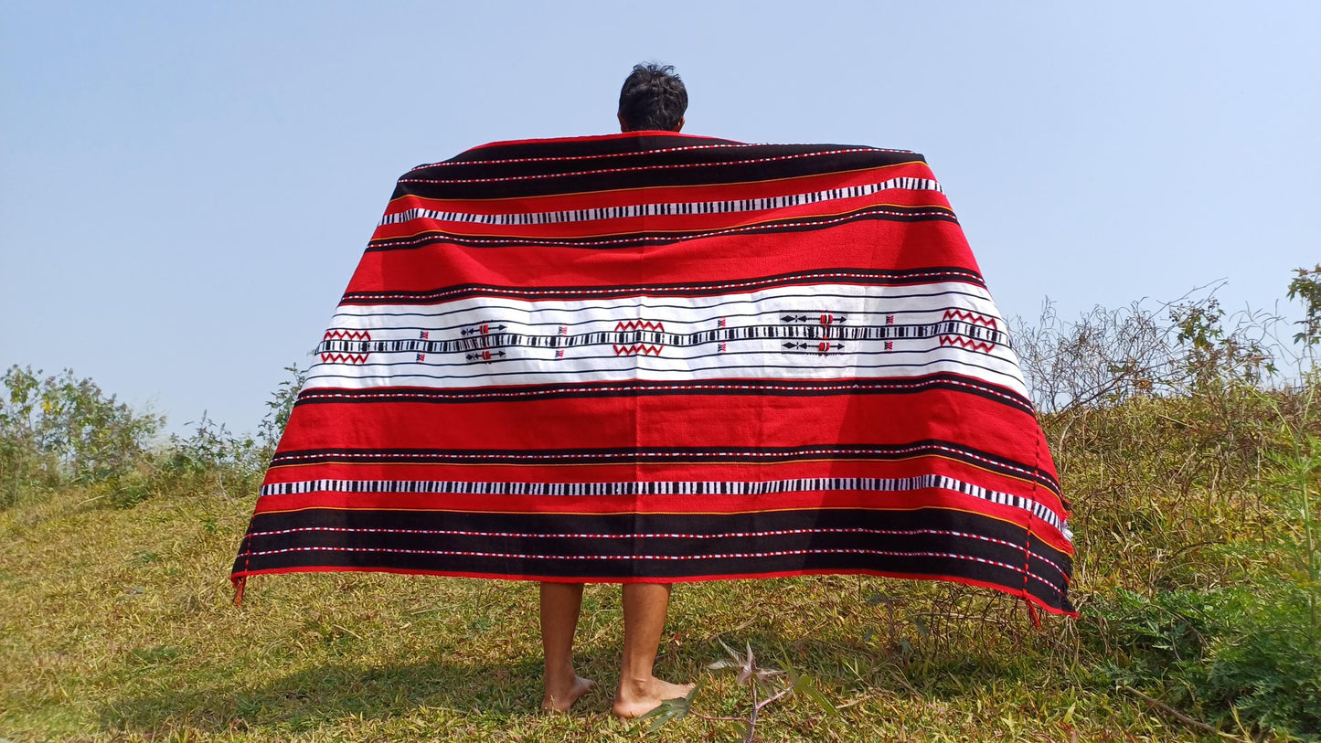 Handwoven Naga Tribes Traditional Blanket,Native Indians Body Wrap,Ethnic Sofa Throw,Tribal Wall Art,Tribal Home Decor,Earthy Clothing