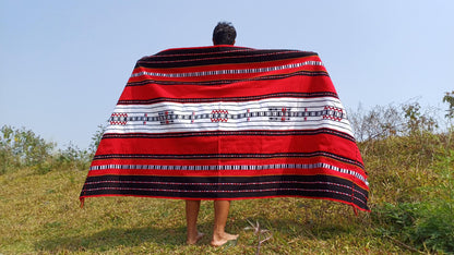 Handwoven Naga Tribes Traditional Blanket,Native Indians Body Wrap,Ethnic Sofa Throw,Tribal Wall Art,Tribal Home Decor,Earthy Clothing