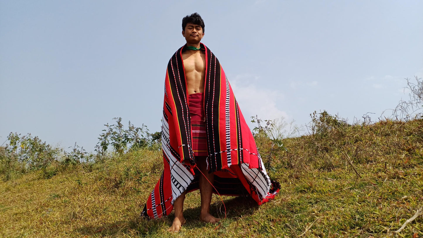 Handwoven Naga Tribes Traditional Blanket,Native Indians Body Wrap,Ethnic Sofa Throw,Tribal Wall Art,Tribal Home Decor,Earthy Clothing