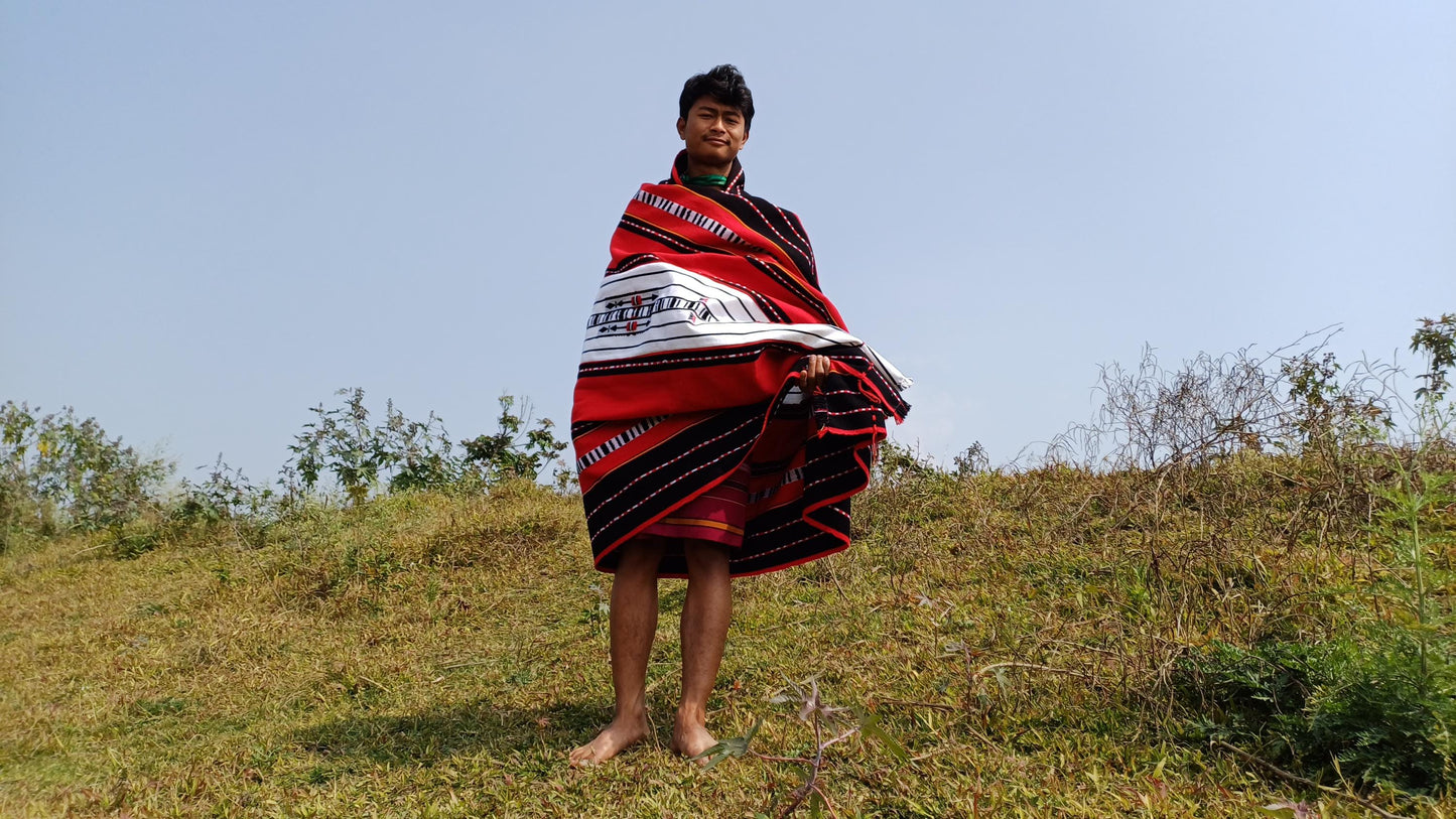 Handwoven Naga Tribes Traditional Blanket,Native Indians Body Wrap,Ethnic Sofa Throw,Tribal Wall Art,Tribal Home Decor,Earthy Clothing