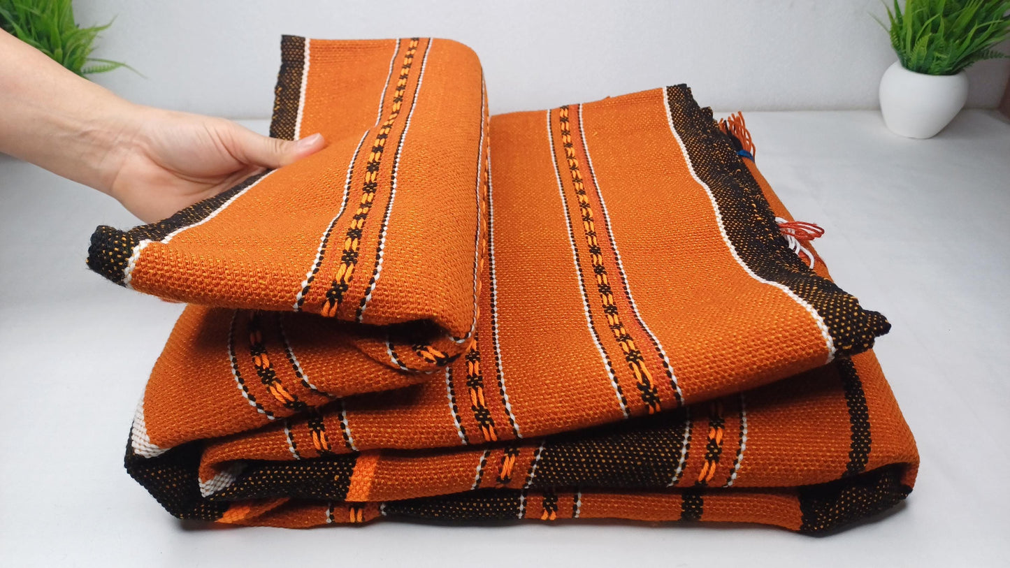 Large Thick Handwoven Black/Copper Naga Tribe Traditional Blanket,Ethnic Sofa Throw,Native Indian Cloth,Naga Tribes Shawl,Tribal Wall Decor