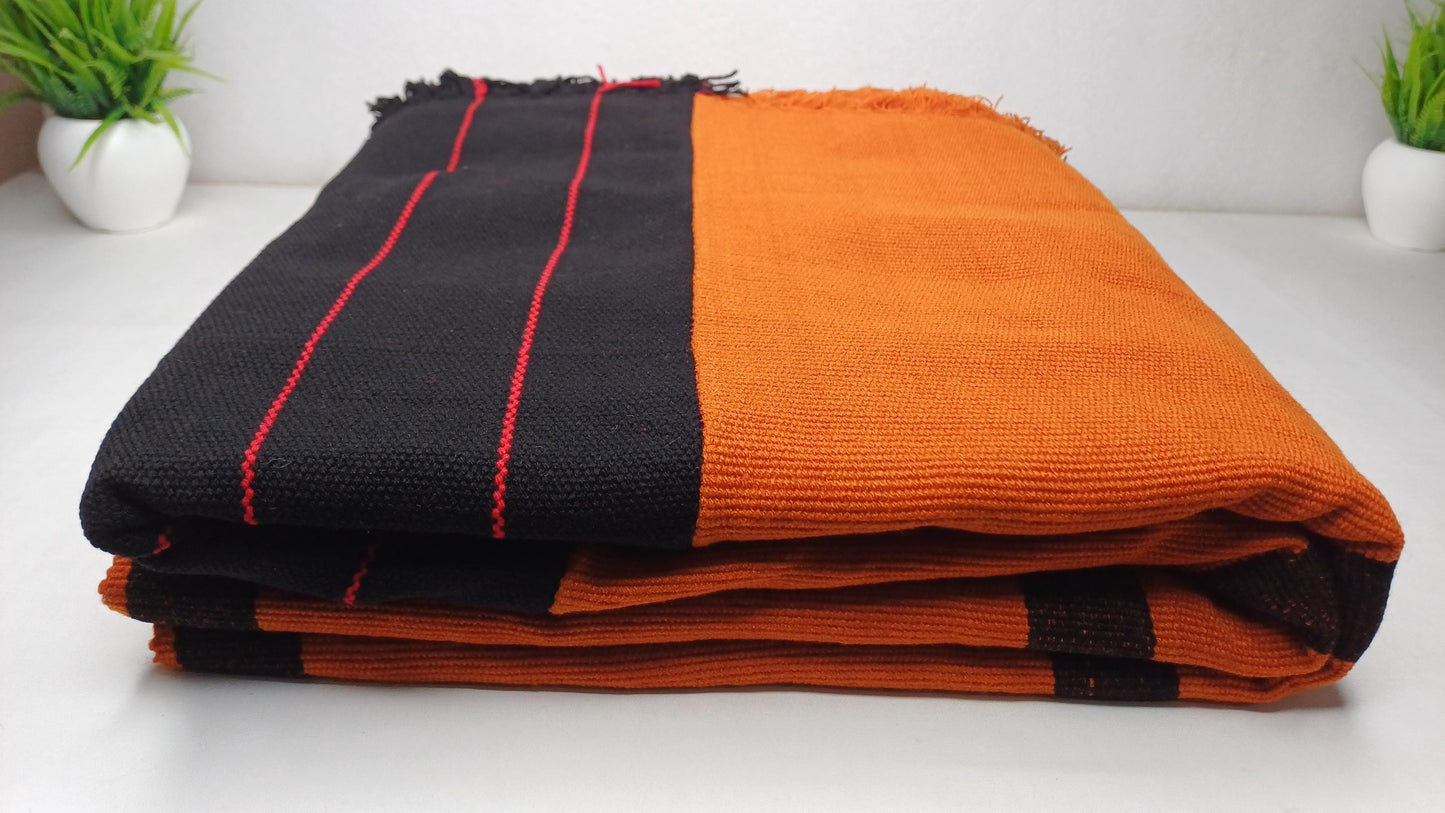 Large Thick Handwoven Black/Copper Naga Tribe Traditional Blanket,Ethnic Sofa Throw,Native Indian Cloth,Naga Tribes Shawl,Tribal Wall Decor