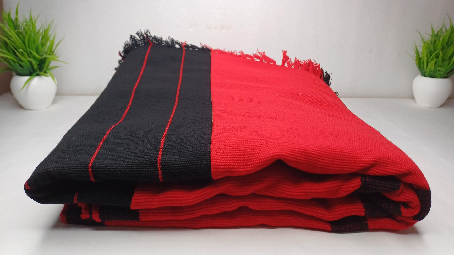 Large Thick Handwoven Black And Red Naga Tribe Traditional Blanket,Ethnic Sofa Throw,Native Indian Cloth,Naga Tribes Shawl,Tribal Wall Decor
