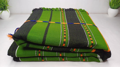 Large Thick Handwoven Black And Blue Naga Tribe Traditional Blanket,Ethnic Sofa Throw,Native Indian Cloth,Naga Tribe Shawl,Tribal Wall Decor