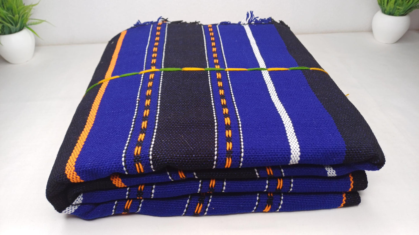 Large Thick Handwoven Black And Blue Naga Tribe Traditional Blanket,Ethnic Sofa Throw,Native Indian Cloth,Naga Tribe Shawl,Tribal Wall Decor