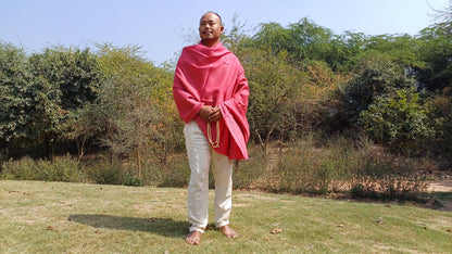 Handwoven Ethical Pink Pure Himalayan Yak Wool Meditation Shawl,Yak Wool Prayer Scarf,Yak Wool Blanket,Ethnic Indian Yak Meditation Wrap