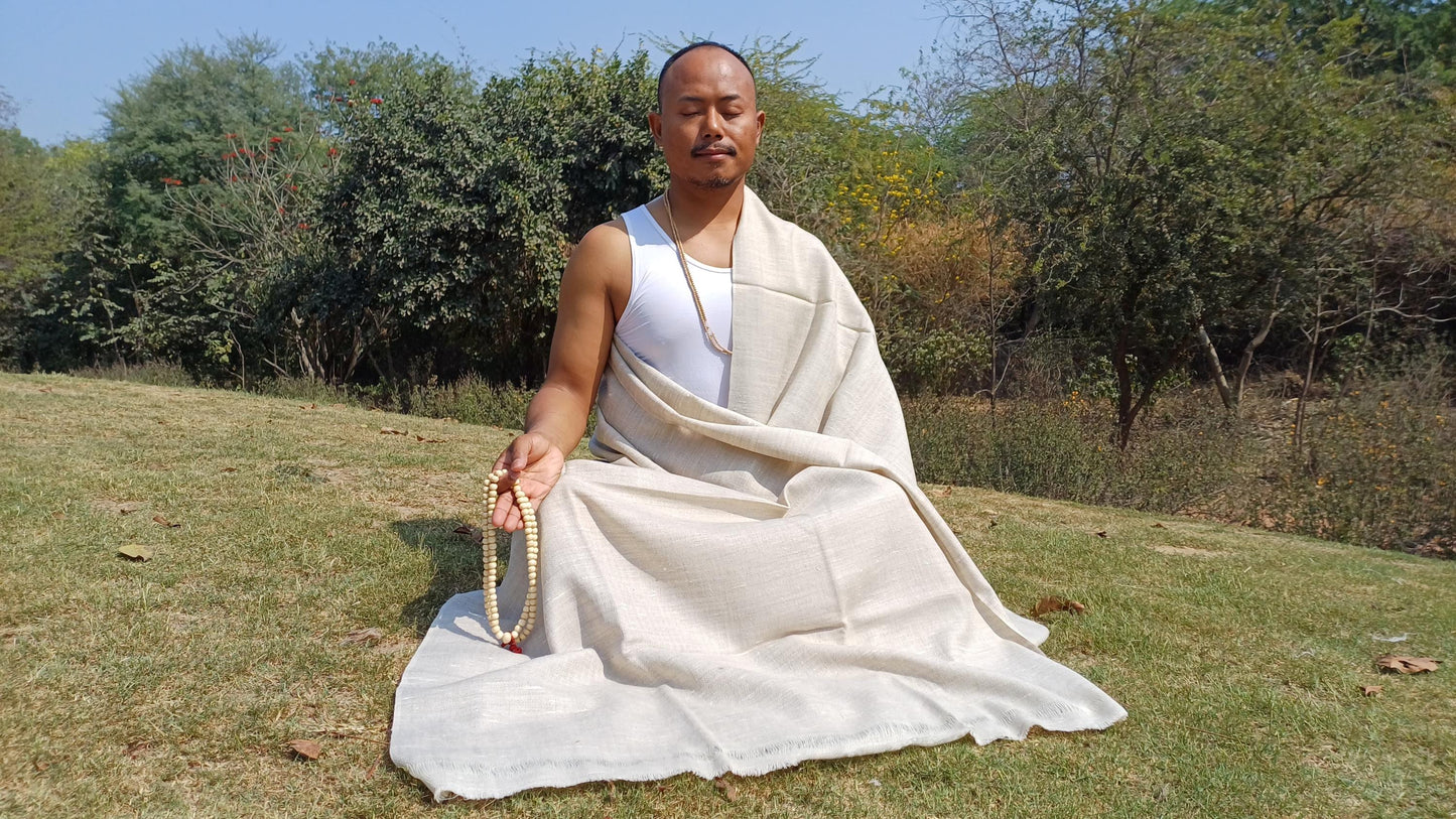 Handwoven Ethical Pure Himalayan Yak Wool Meditation Shawl,Indian Wool Prayer Scarf,Yak Wool Blanket,Ethnic Indian Wrap,Yak Meditation Wrap