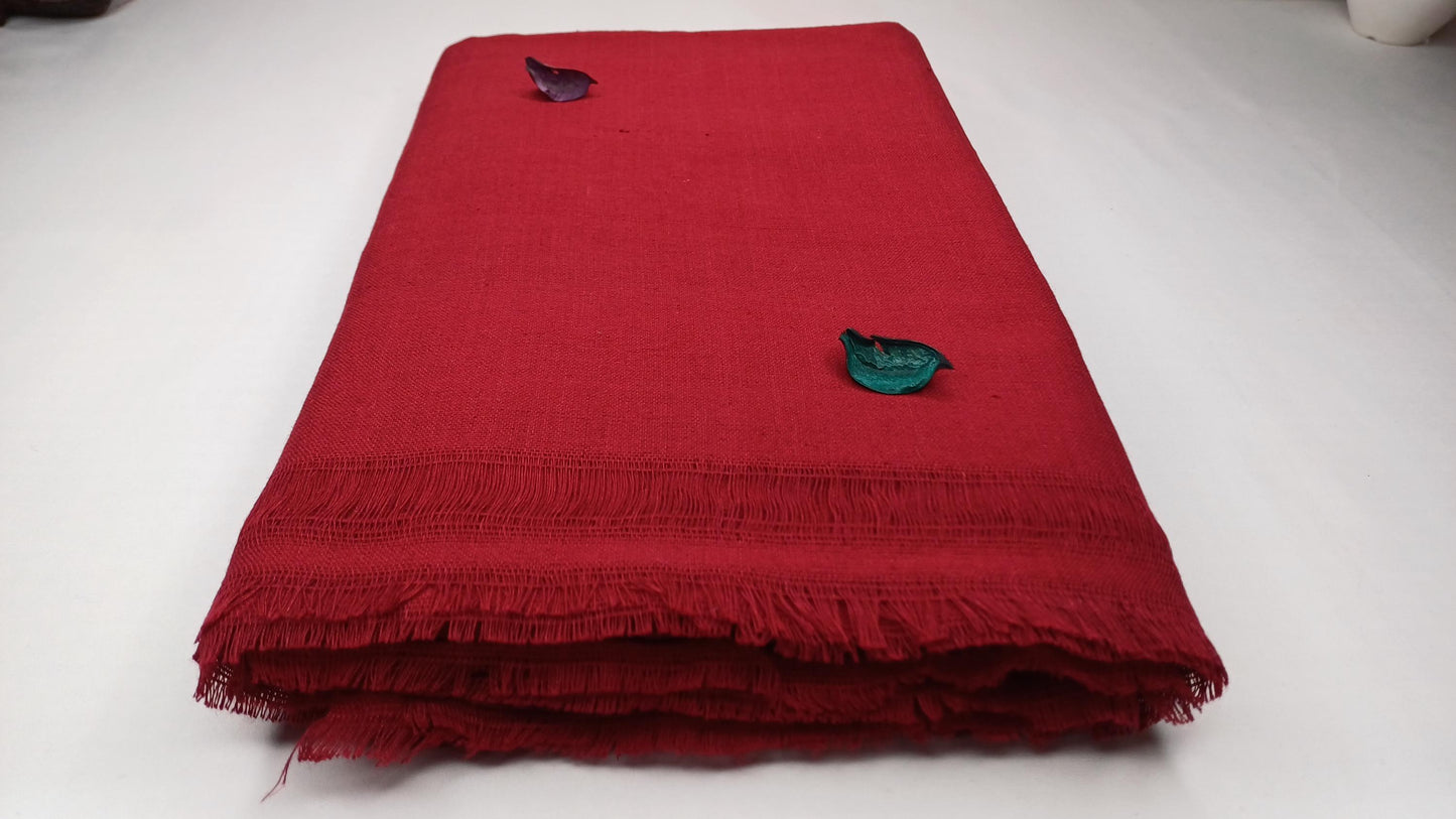 MANJUSHRI Large Handwoven Organic Cotton Maroon Tibetan Buddhist Monk Meditation Shawl,Indian Cotton Tantrik Prayer Wrap,Buddhist Prayer Zen