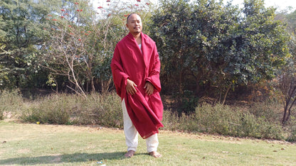 MANJUSHRI Large Handwoven Organic Cotton Maroon Tibetan Buddhist Monk Meditation Shawl,Indian Cotton Tantrik Prayer Wrap,Buddhist Prayer Zen