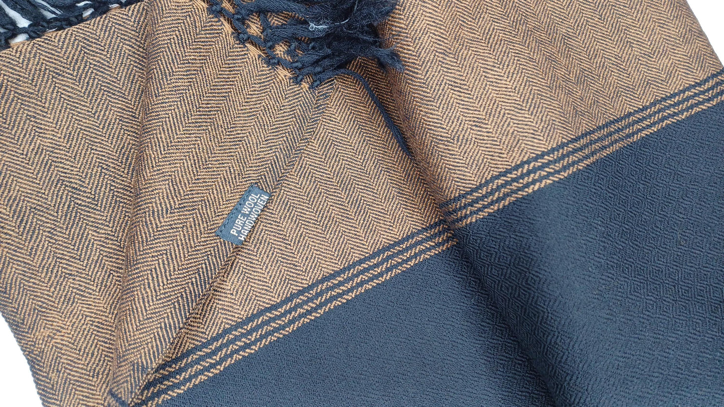 Handwoven Dark Brown Pure Himalayan Sheep Wool Meditation Shawl,Himalayan Prayer Blanket,Kullu Shawl,Ethnic Indian Shawl,Wool Prayer Wrap