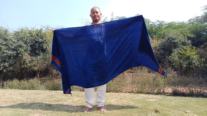 Blue Handwoven Pure Himalayan Sheep Wool Meditation Shawl,Ethnic Indian Embroidered Prayer Scarf,Himalayan Wool Wrap,Traditional Kullu Shawl