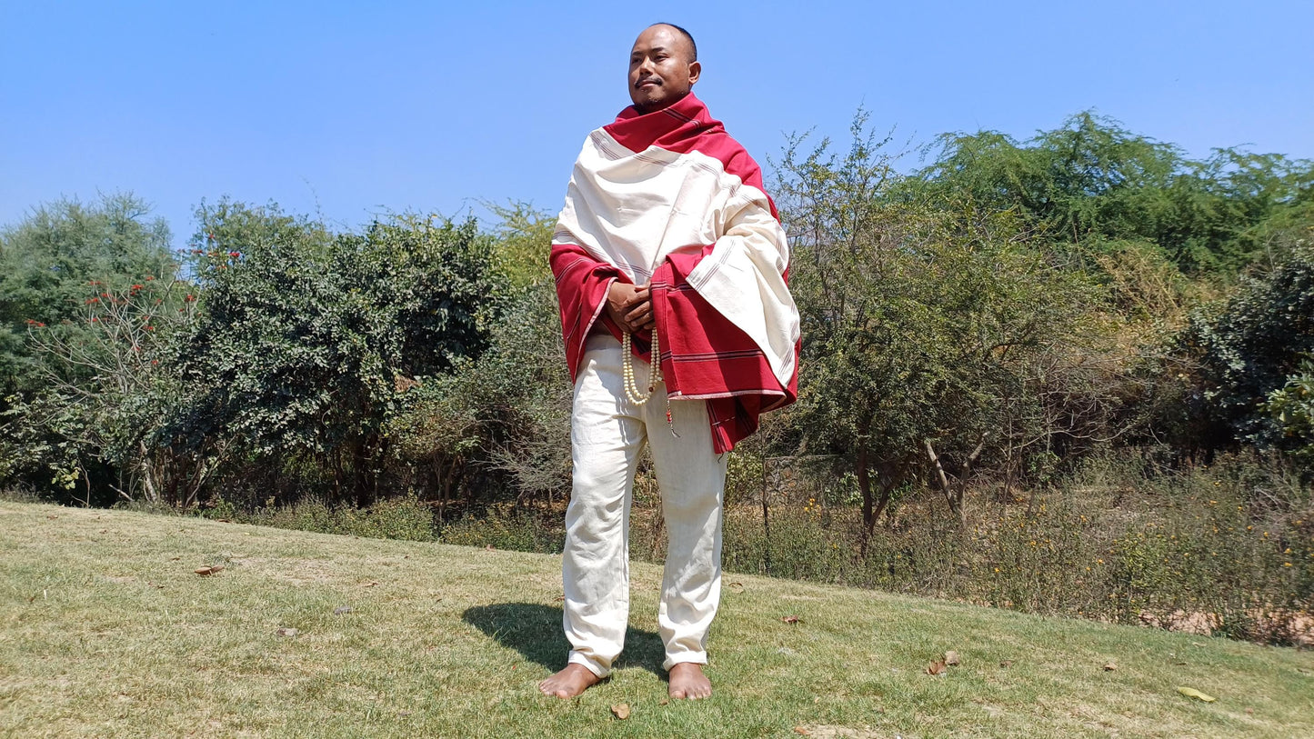 TANTRIK Large Traditional Handwoven Tibetan Buddhist Ngakpa Tantric Raw Eri Silk Meditation Shawl,Buddhist Silk Shawl,Ngakpa Meditation Wrap