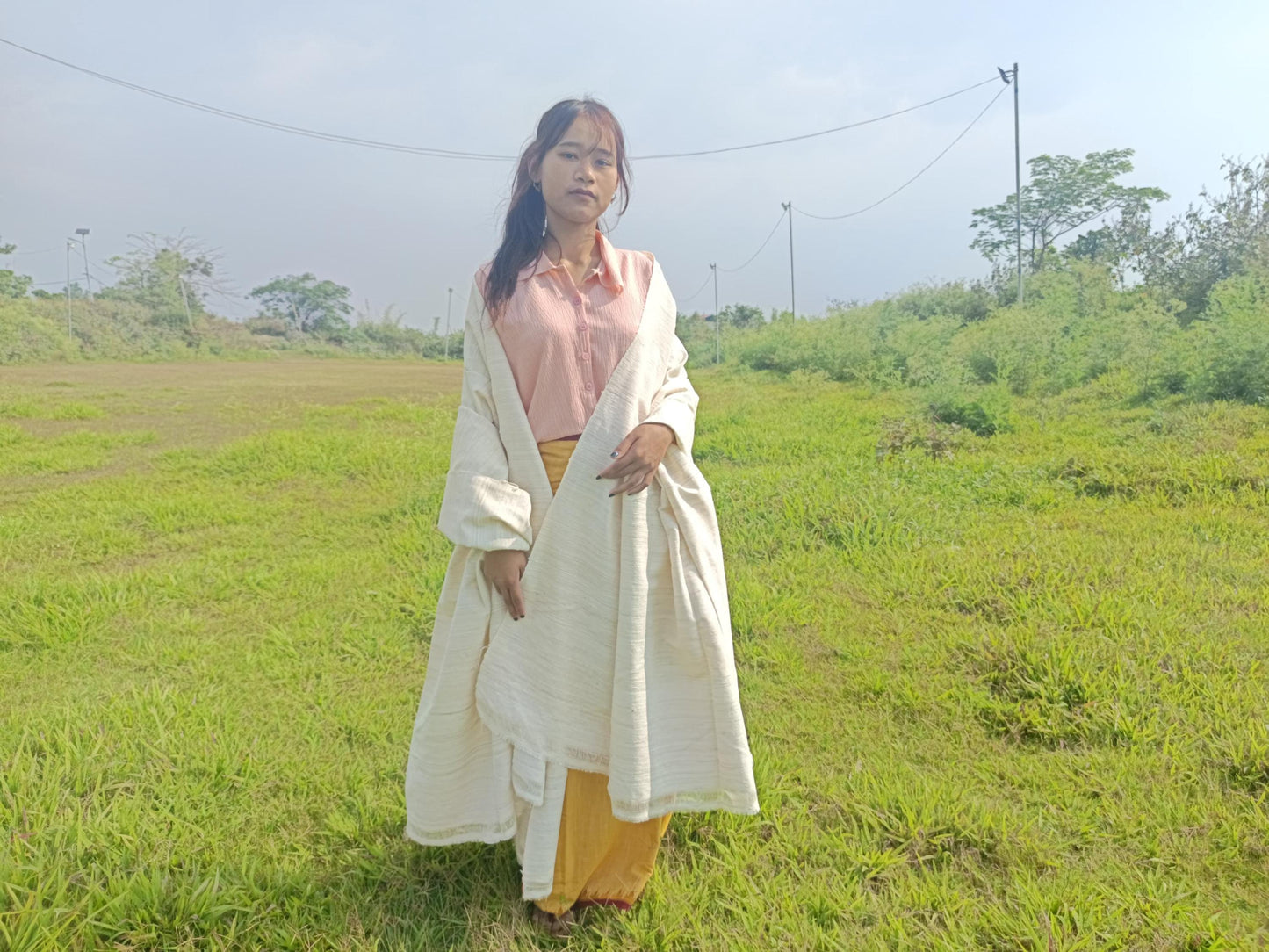 Tara Large Handwoven Pure Organic Cotton White Tibetan Buddhist Monk Meditation Shawl,Indian Cotton Tantrik Wrap,Tibetan Buddhist Prayer Zen