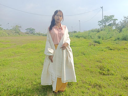 Tara Large Handwoven Pure Organic Cotton White Tibetan Buddhist Monk Meditation Shawl,Indian Cotton Tantrik Wrap,Tibetan Buddhist Prayer Zen