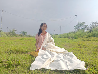 Tara Large Handwoven Pure Organic Cotton White Tibetan Buddhist Monk Meditation Shawl,Indian Cotton Tantrik Wrap,Tibetan Buddhist Prayer Zen