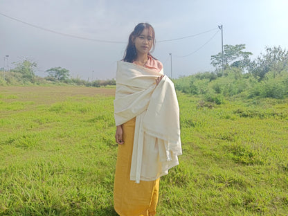 Tara Large Handwoven Pure Organic Cotton White Tibetan Buddhist Monk Meditation Shawl,Indian Cotton Tantrik Wrap,Tibetan Buddhist Prayer Zen