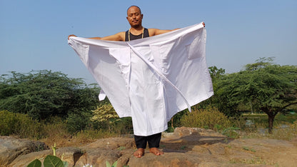 Layman Cotton White Tibetan Buddhist Meditation Robe Set,Shirt/Wrap Buddhist Prayer Suit,Zen Meditation Clothing,Spiritual Temple Costume