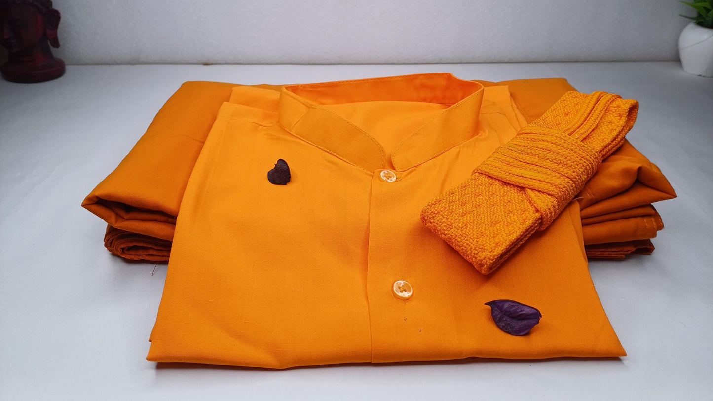 3 Piece Tailored Organic Cotton Authentic Theraveda Buddhist Monk Monastic Robe Set,Kasaya Monastic Prayer/Meditation/Spiritual Cloth Set