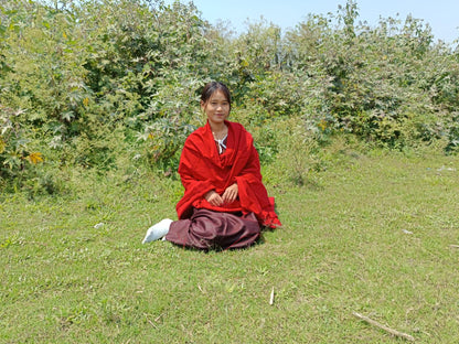 MANJUSHRI Large Handwoven Organic Cotton Red Tibetan Buddhist Monk Meditation Shawl,Indian Cotton Tantrik Prayer Wrap,Buddhist Prayer Zen