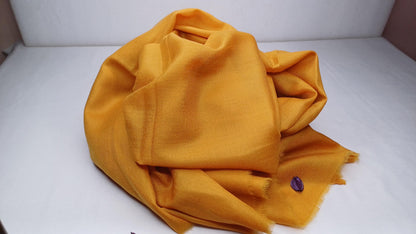 Handwoven Large Lightweight Saffron Color Authentic Himalayan Cashmere Wool Meditation Shawl,Ethical Cashmere Prayer Yoga Wrap,Wedding Shawl