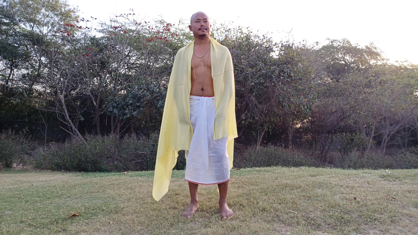 Handwoven Lightweight Lime Pure Pashmina Wool Meditation Shawl,Pashmina Wool Prayer Wrap,Himalayan Cashmere Stole/Scarf,Pashmina Wool Wrap