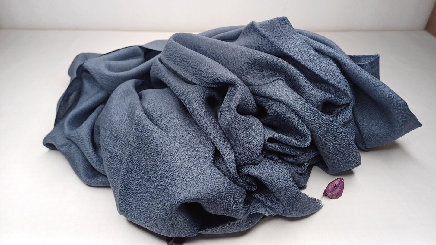 Handwoven Lightweight Blue Pure Pashmina Wool Meditation Shawl,Pashmina Wool Prayer Wrap,Himalayan Cashmere Stole/Scarf,Pashmina Wool Wrap