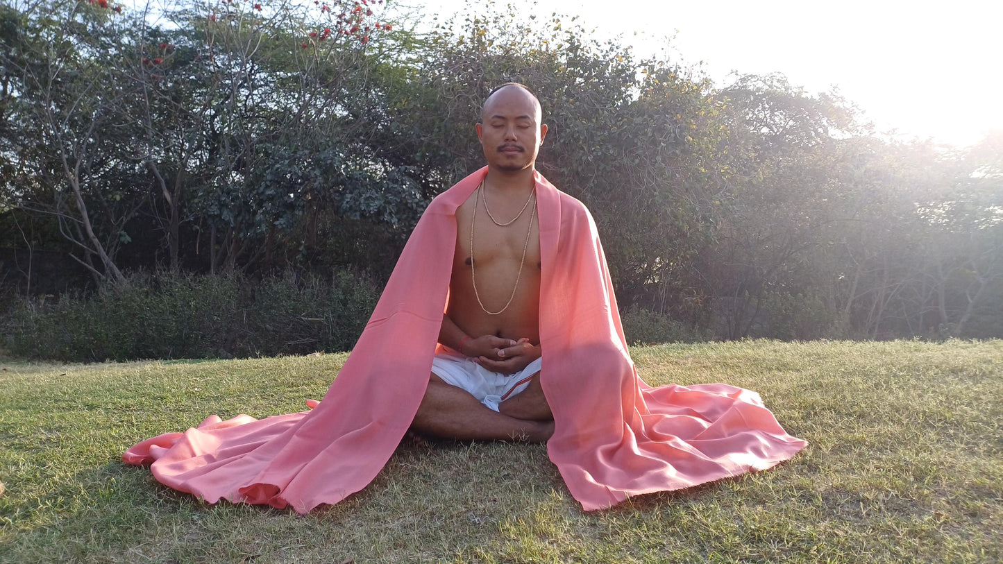 Handwoven Large Lightweight Pink Color Authentic Himalayan Cashmere Wool Meditation Shawl,Ethical Cashmere Prayer Yoga Wrap,Wedding Shawl