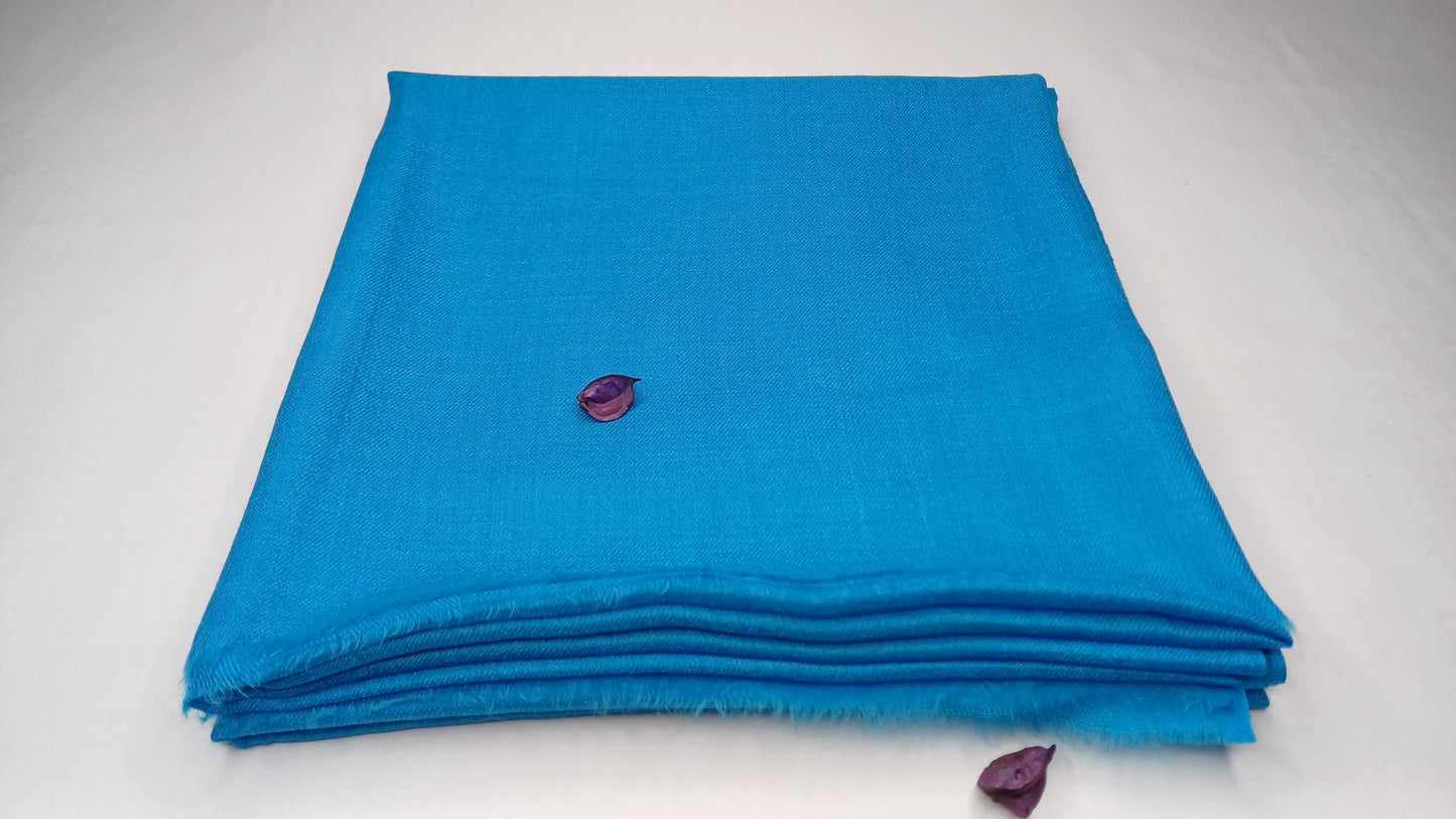 Handwoven Large Lightweight Blue Color Authentic Himalayan Cashmere Wool Meditation Shawl,Ethical Cashmere Prayer Yoga Wrap,Wedding Shawl