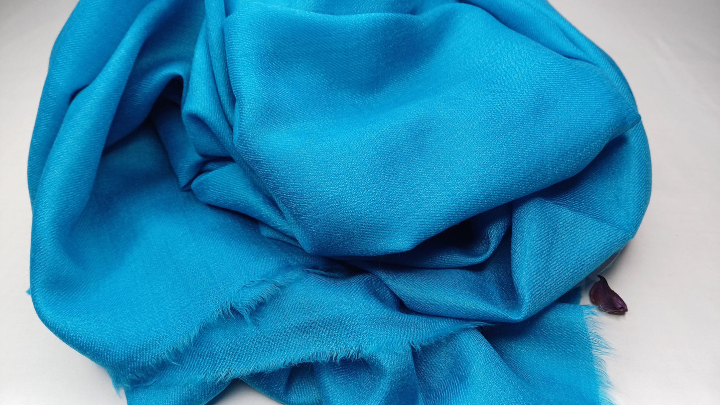 Handwoven Large Lightweight Blue Color Authentic Himalayan Cashmere Wool Meditation Shawl,Ethical Cashmere Prayer Yoga Wrap,Wedding Shawl