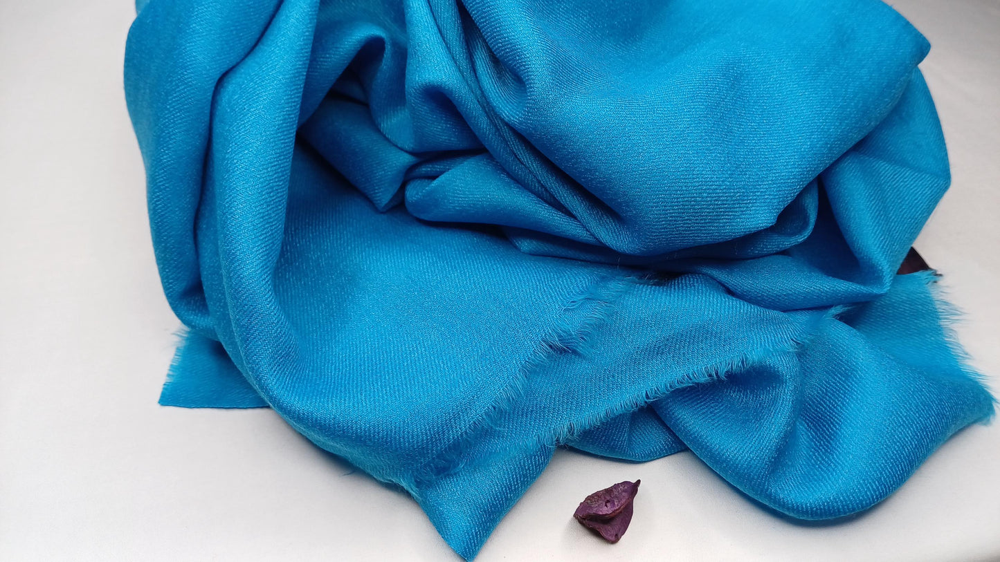 Handwoven Large Lightweight Blue Color Authentic Himalayan Cashmere Wool Meditation Shawl,Ethical Cashmere Prayer Yoga Wrap,Wedding Shawl