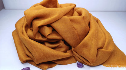 Handwoven Lightweight Saffron Pure Pashmina Wool Meditation Shawl,Pashmina Wool Prayer Wrap,Himalayan Cashmere StoleScarf,Pashmina Wool Wrap