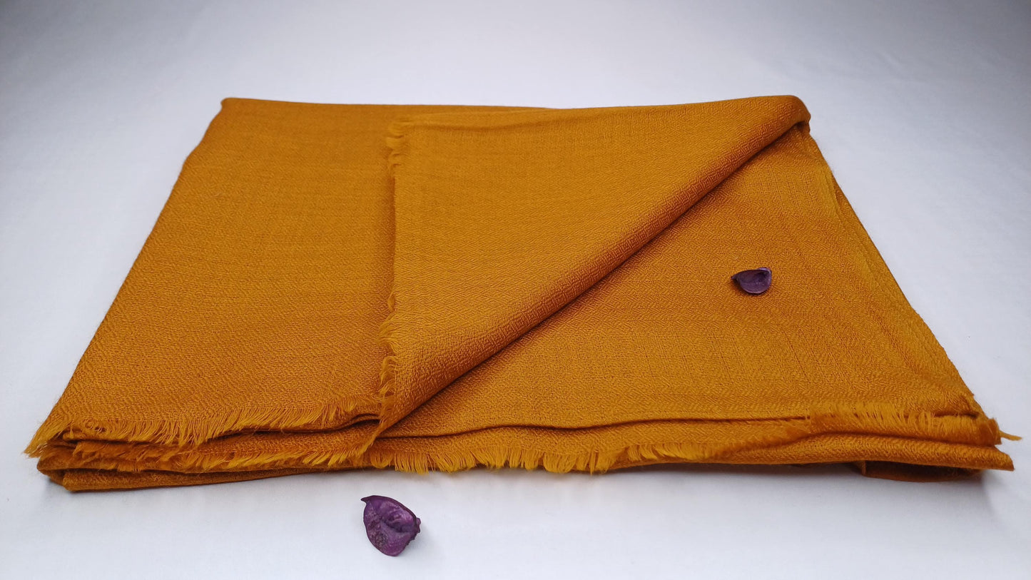 Handwoven Lightweight Saffron Pure Pashmina Wool Meditation Shawl,Pashmina Wool Prayer Wrap,Himalayan Cashmere StoleScarf,Pashmina Wool Wrap