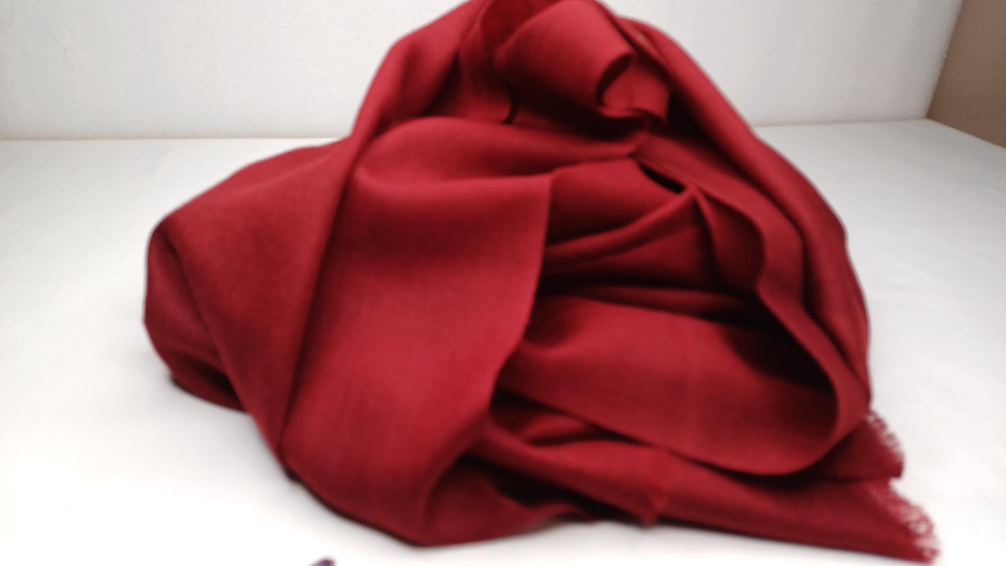 Handwoven Lightweight Soft Maroon Pure Pashmina Wool Meditation Shawl,Pashmina Wool Prayer Wrap,Himalayan Pashmina Wool Wedding Stole/Scarf