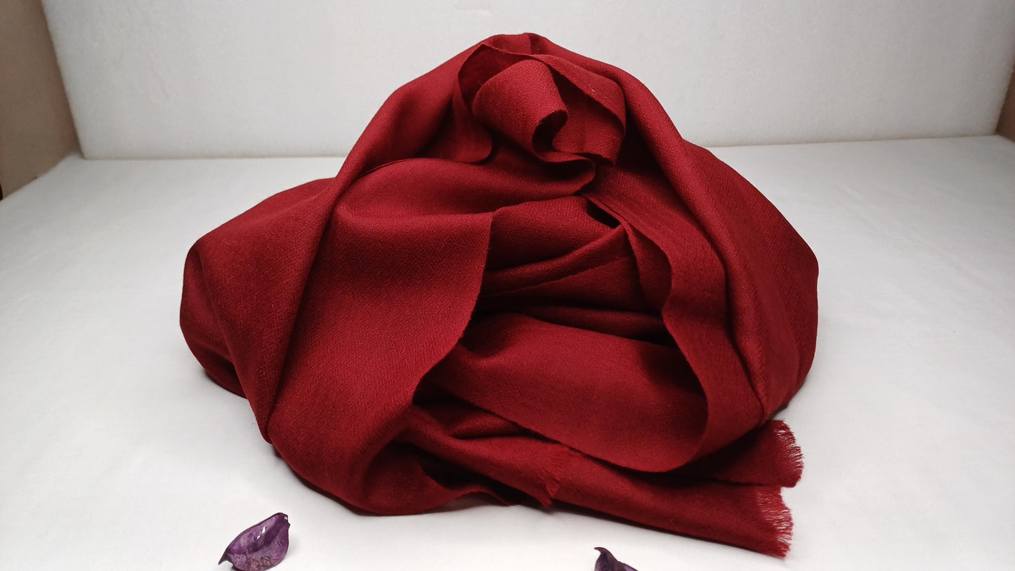 Handwoven Lightweight Soft Maroon Pure Pashmina Wool Meditation Shawl,Pashmina Wool Prayer Wrap,Himalayan Pashmina Wool Wedding Stole/Scarf