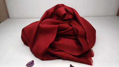 Handwoven Lightweight Soft Maroon Pure Pashmina Wool Meditation Shawl,Pashmina Wool Prayer Wrap,Himalayan Pashmina Wool Wedding Stole/Scarf