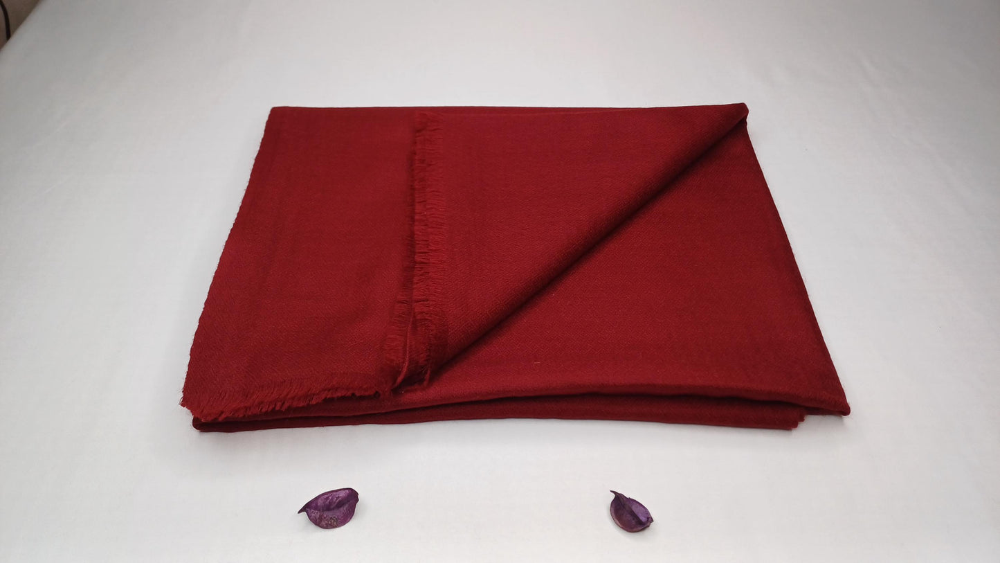 Handwoven Lightweight Soft Maroon Pure Pashmina Wool Meditation Shawl,Pashmina Wool Prayer Wrap,Himalayan Pashmina Wool Wedding Stole/Scarf