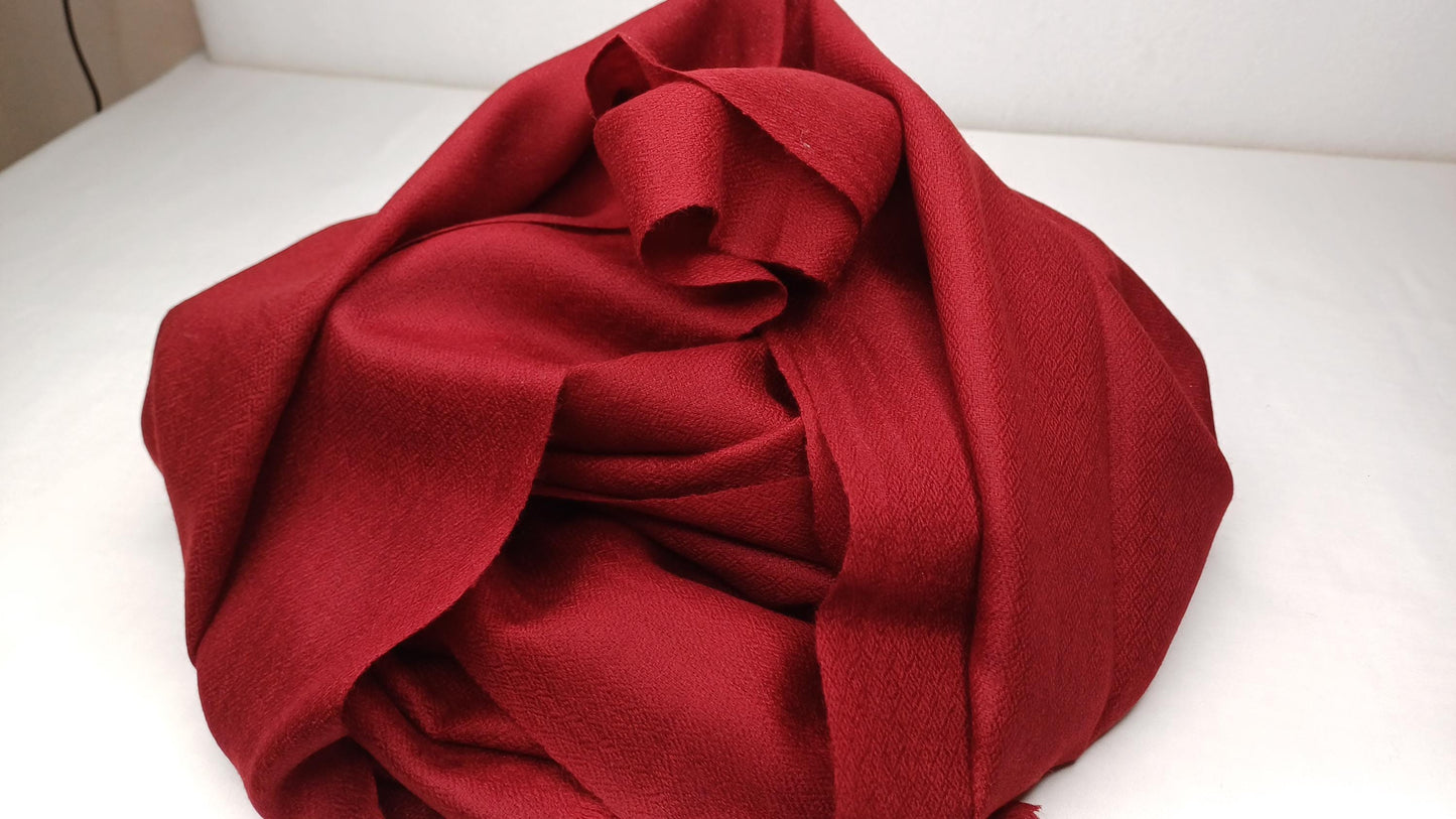 Handwoven Lightweight Soft Maroon Pure Pashmina Wool Meditation Shawl,Pashmina Wool Prayer Wrap,Himalayan Pashmina Wool Wedding Stole/Scarf