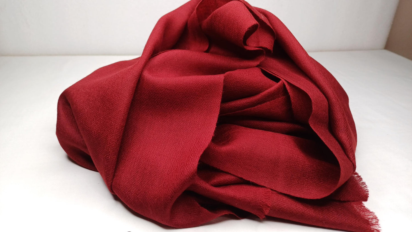 Handwoven Lightweight Soft Maroon Pure Pashmina Wool Meditation Shawl,Pashmina Wool Prayer Wrap,Himalayan Pashmina Wool Wedding Stole/Scarf