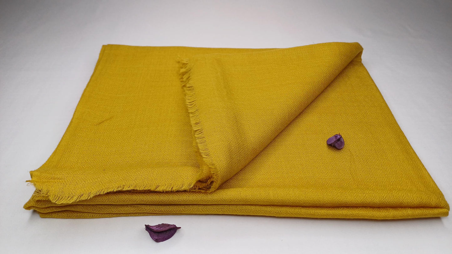 Handwoven Lightweight Soft Mustard Pure Pashmina Wool Meditation Shawl,Pashmina Wool Prayer Wrap,Himalayan Pashmina Wool Wrap/Stole/Scarf