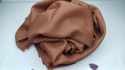 Handwoven Lightweight Brown Pure Pashmina Wool Meditation Shawl,Pashmina Wool Prayer Wrap,Himalayan Cashmere Stole/Scarf,Pashmina Wool Wrap
