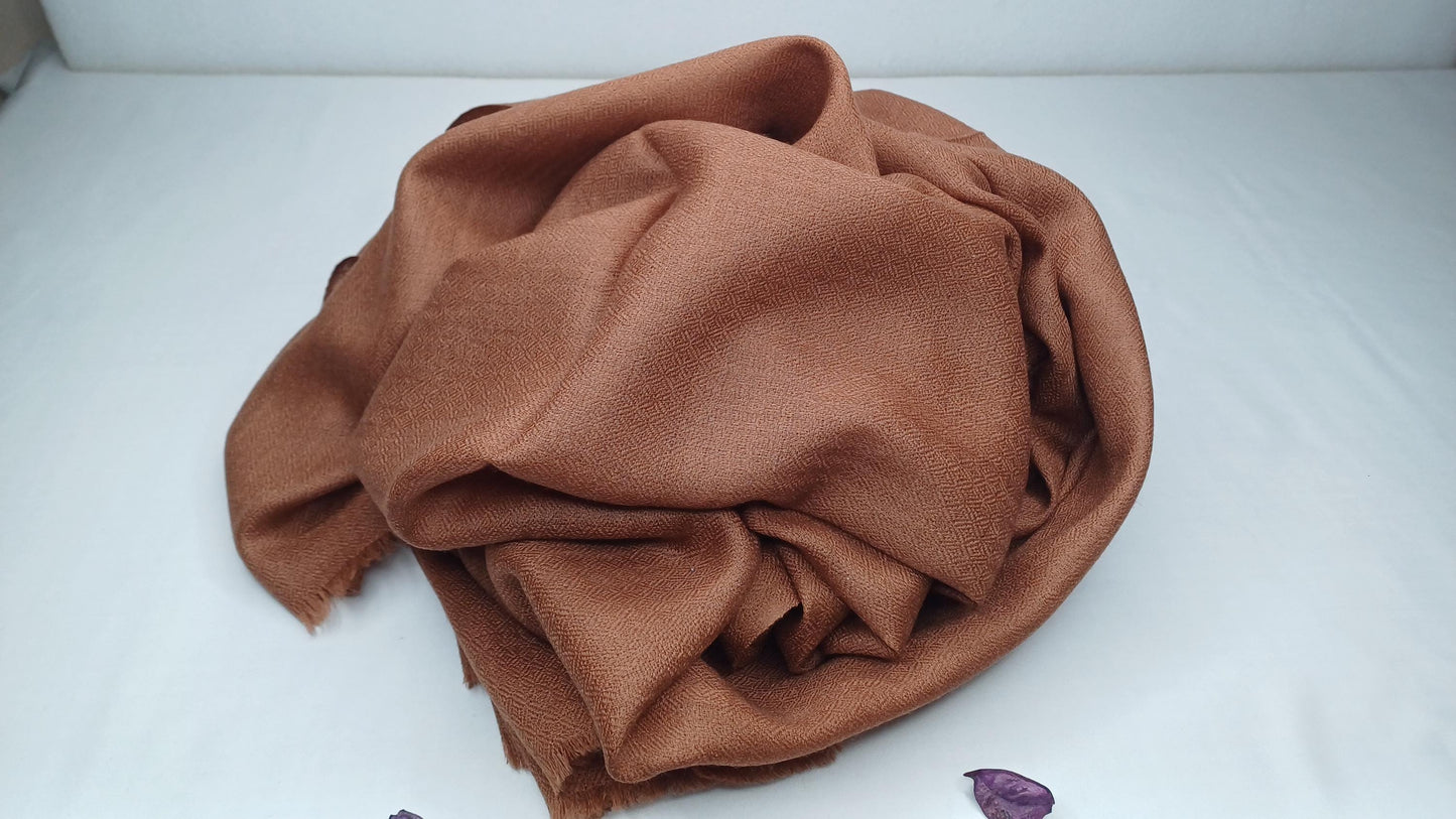 Handwoven Lightweight Brown Pure Pashmina Wool Meditation Shawl,Pashmina Wool Prayer Wrap,Himalayan Cashmere Stole/Scarf,Pashmina Wool Wrap