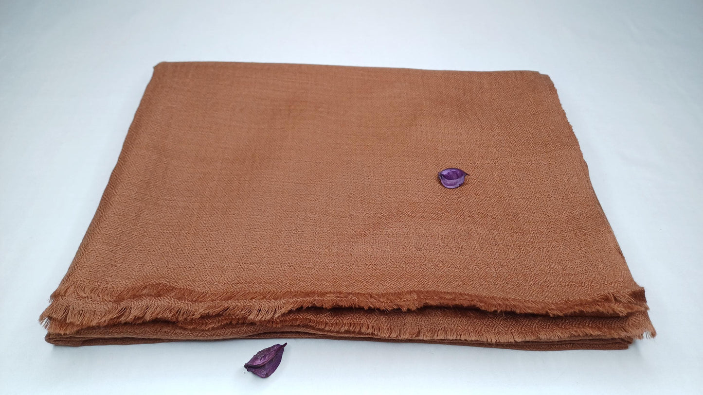 Handwoven Lightweight Brown Pure Pashmina Wool Meditation Shawl,Pashmina Wool Prayer Wrap,Himalayan Cashmere Stole/Scarf,Pashmina Wool Wrap