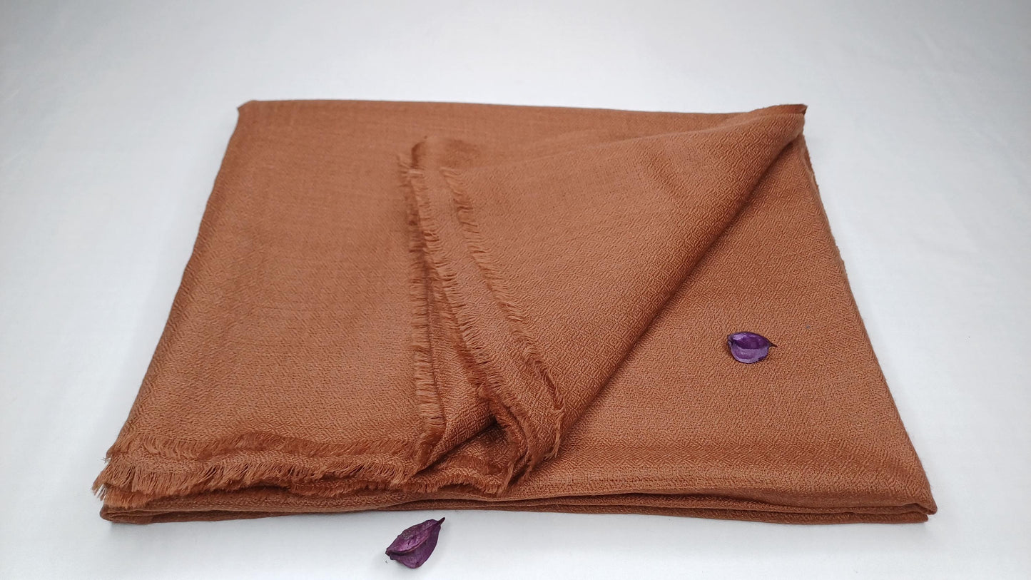 Handwoven Lightweight Brown Pure Pashmina Wool Meditation Shawl,Pashmina Wool Prayer Wrap,Himalayan Cashmere Stole/Scarf,Pashmina Wool Wrap
